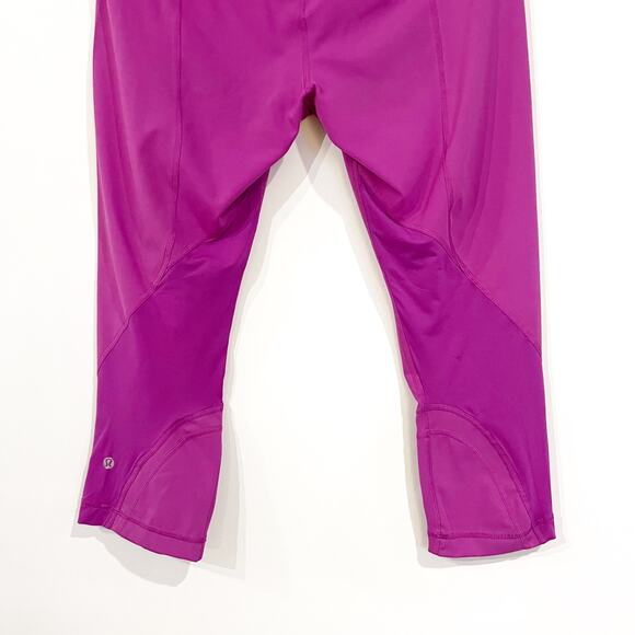 Lululemon Pace Rival Crop Leggings Size 10 Fuschia/Navy - Picture 8 of 9